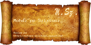 Mohápp Szixtusz névjegykártya